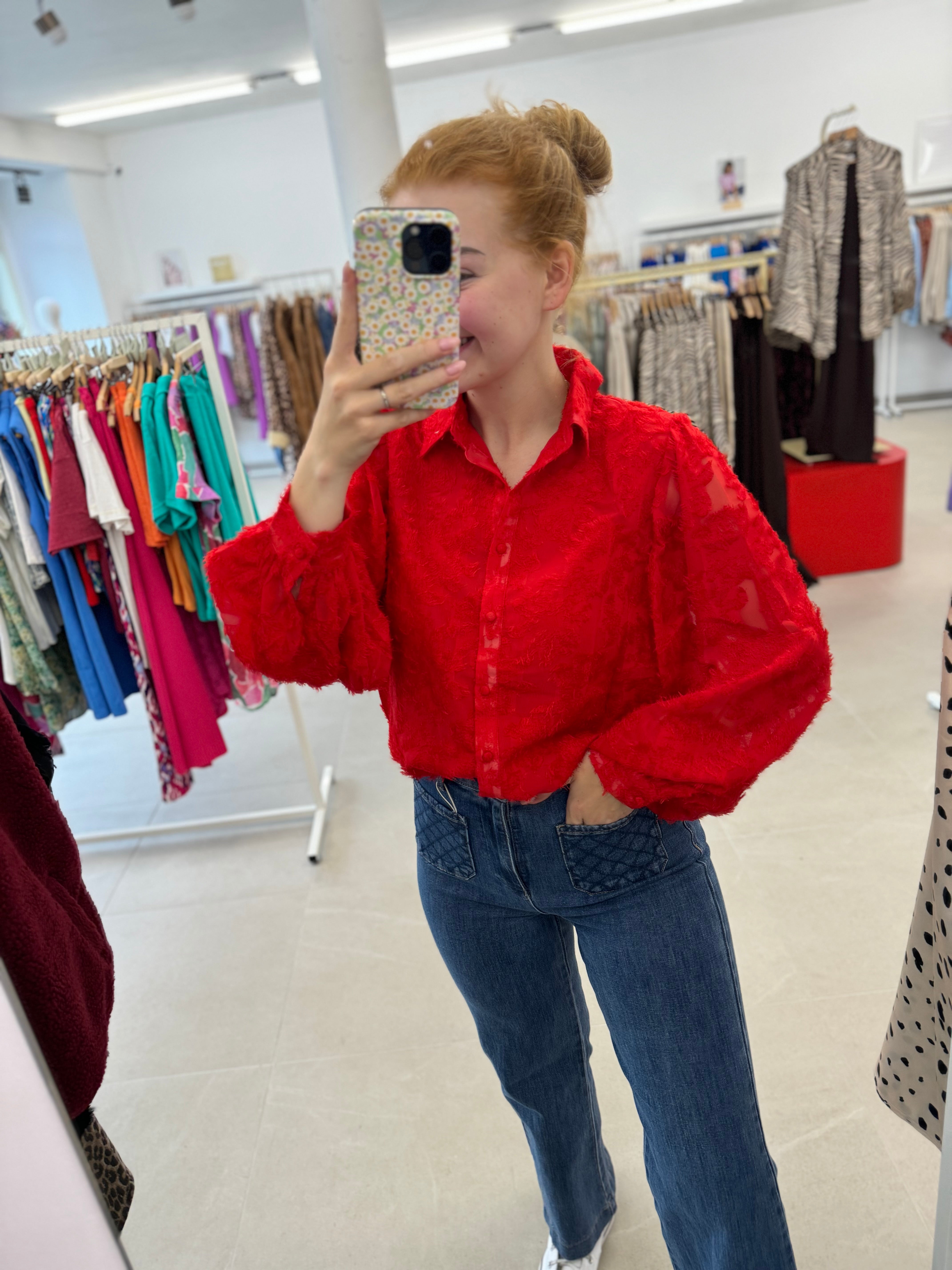 Ruffle blouse - Rouge