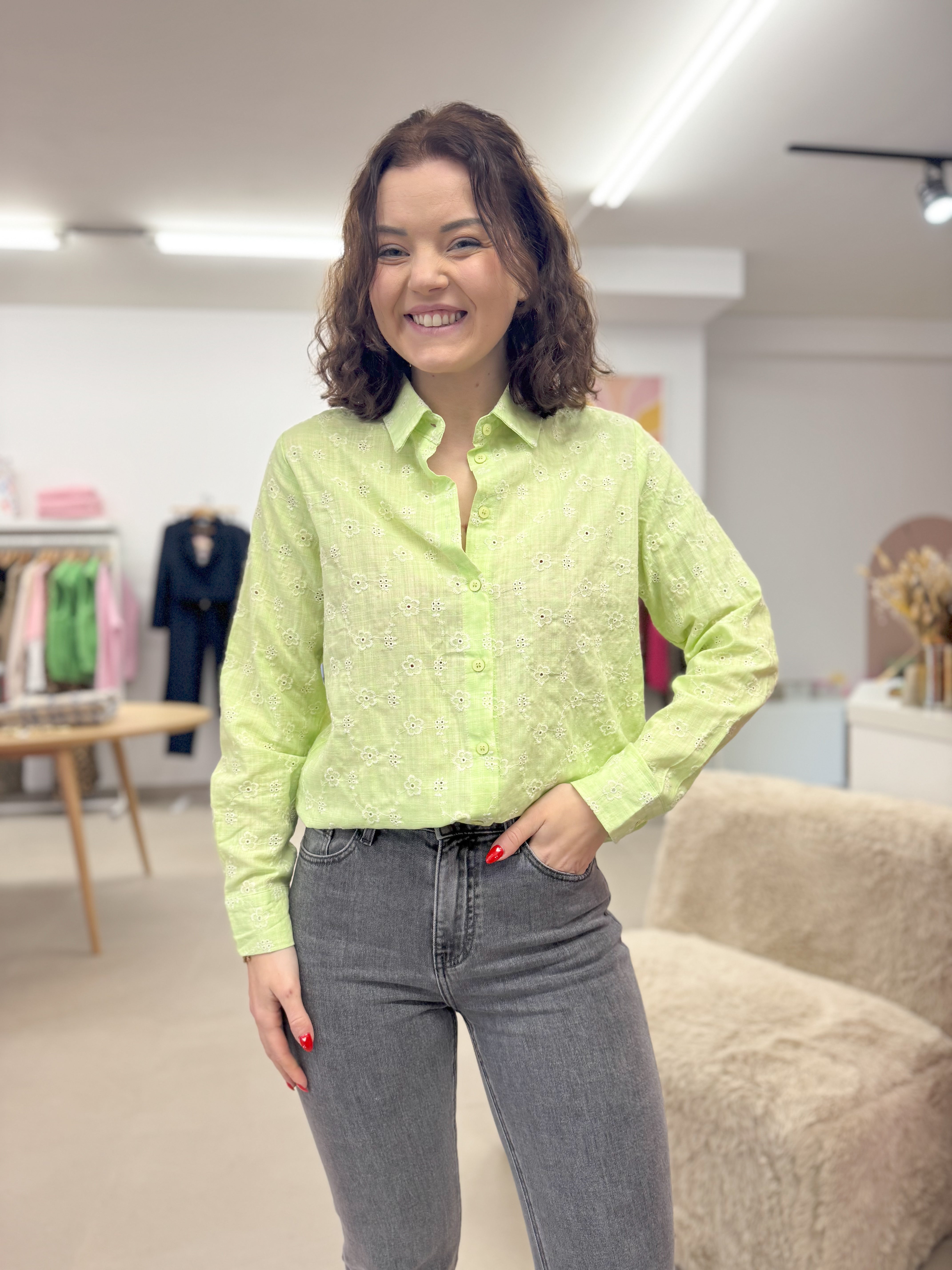 Broderie blouse - Vert