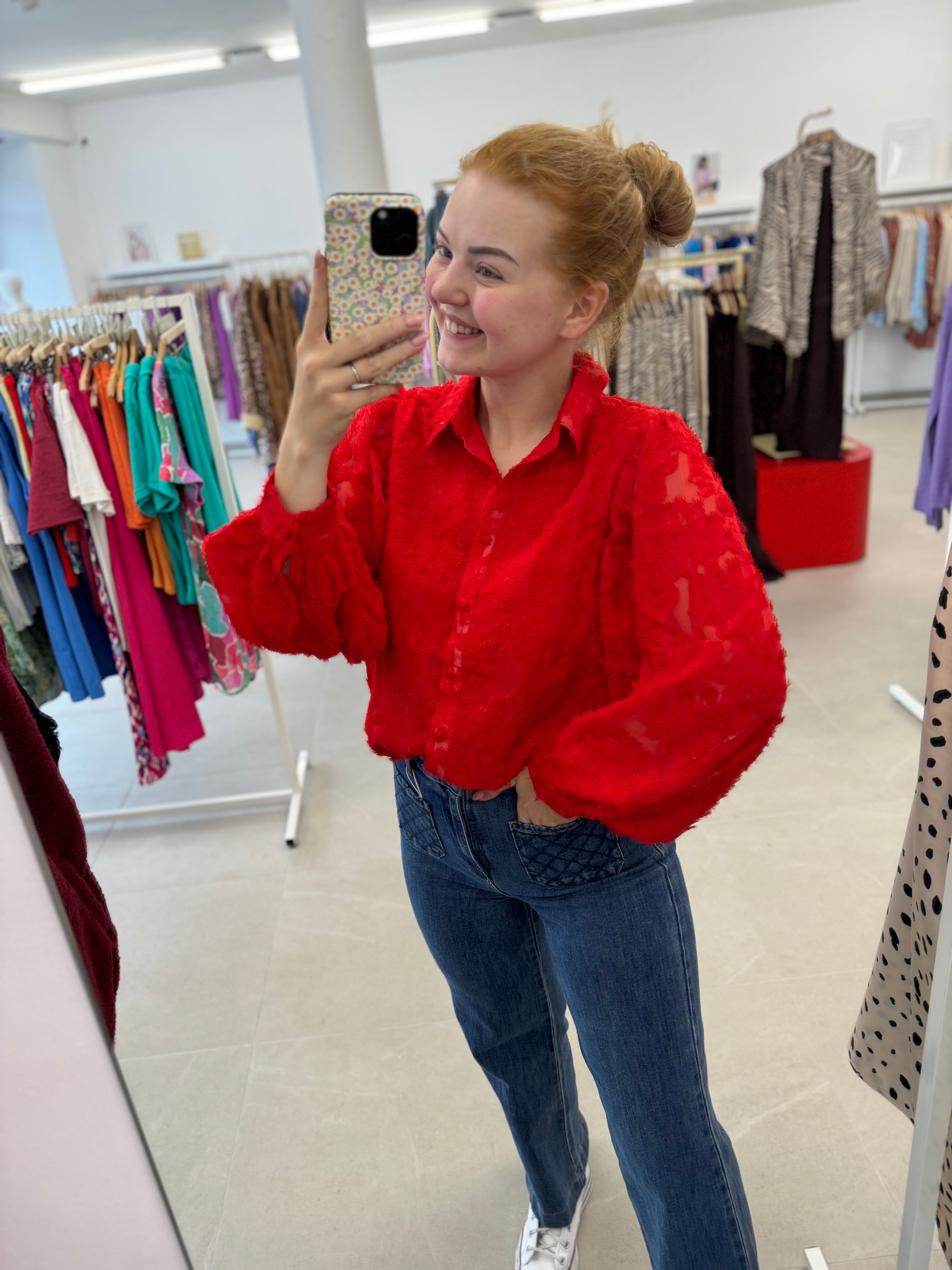 Ruffle blouse - Rouge