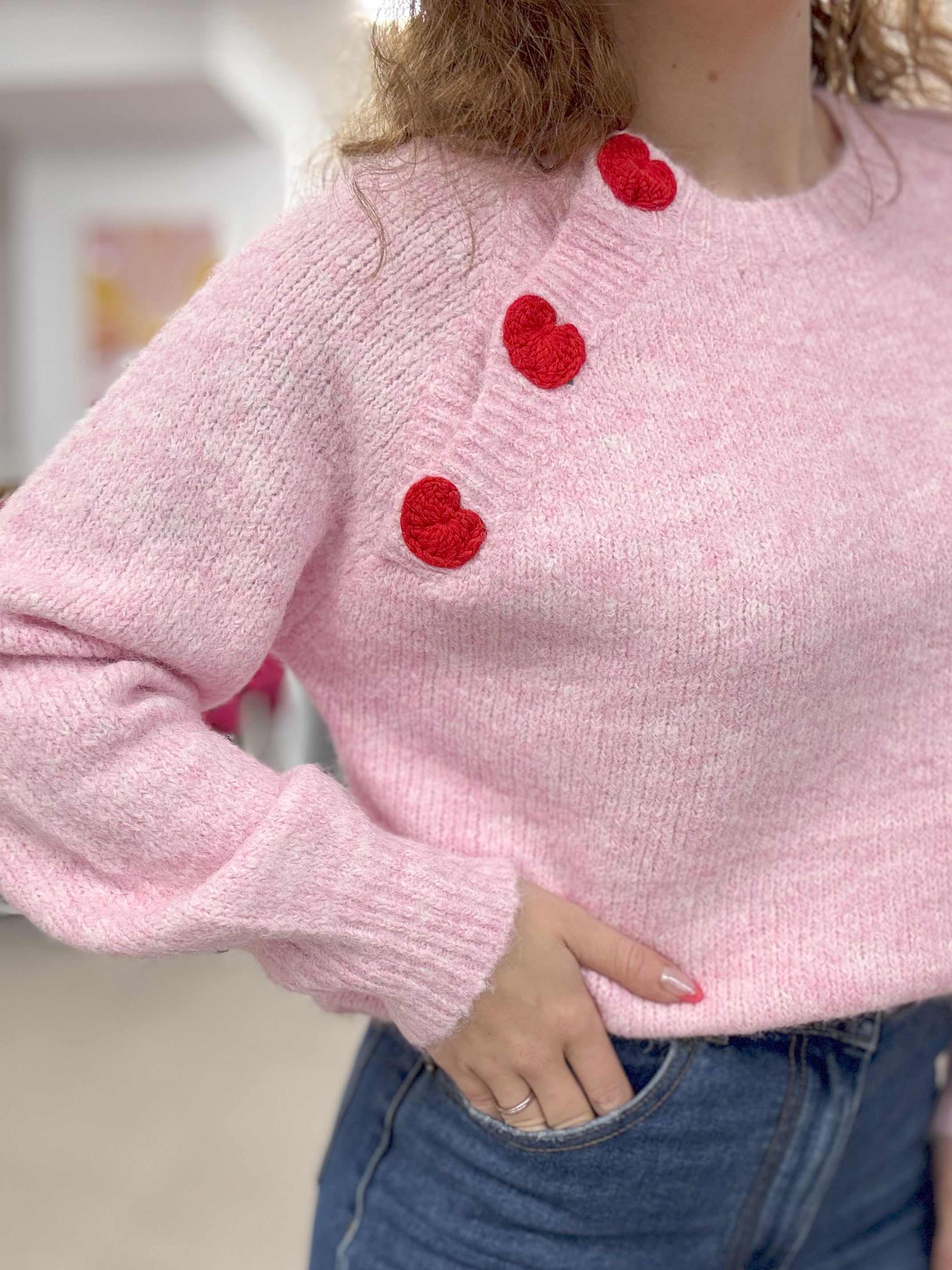 Heart knit - pink