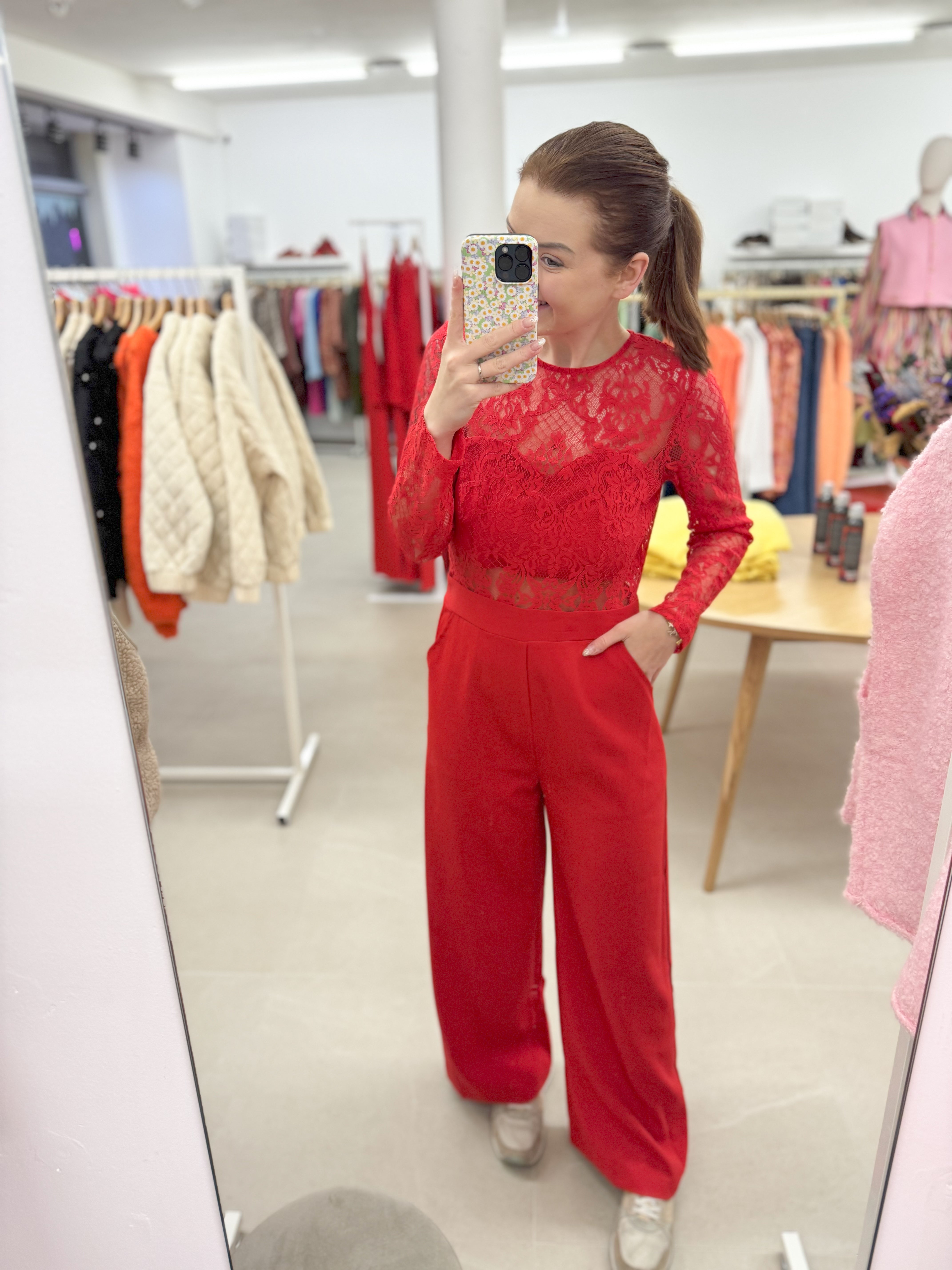 Red lace jumpsuit