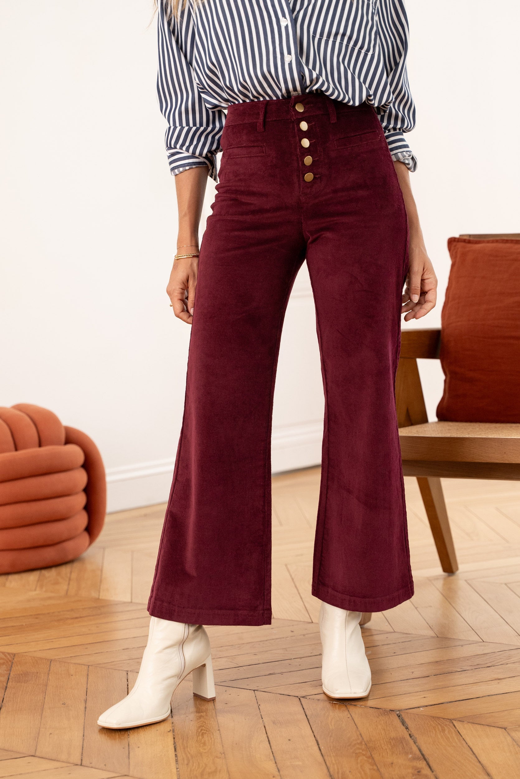 Wide velvet trouser - Bordeaux