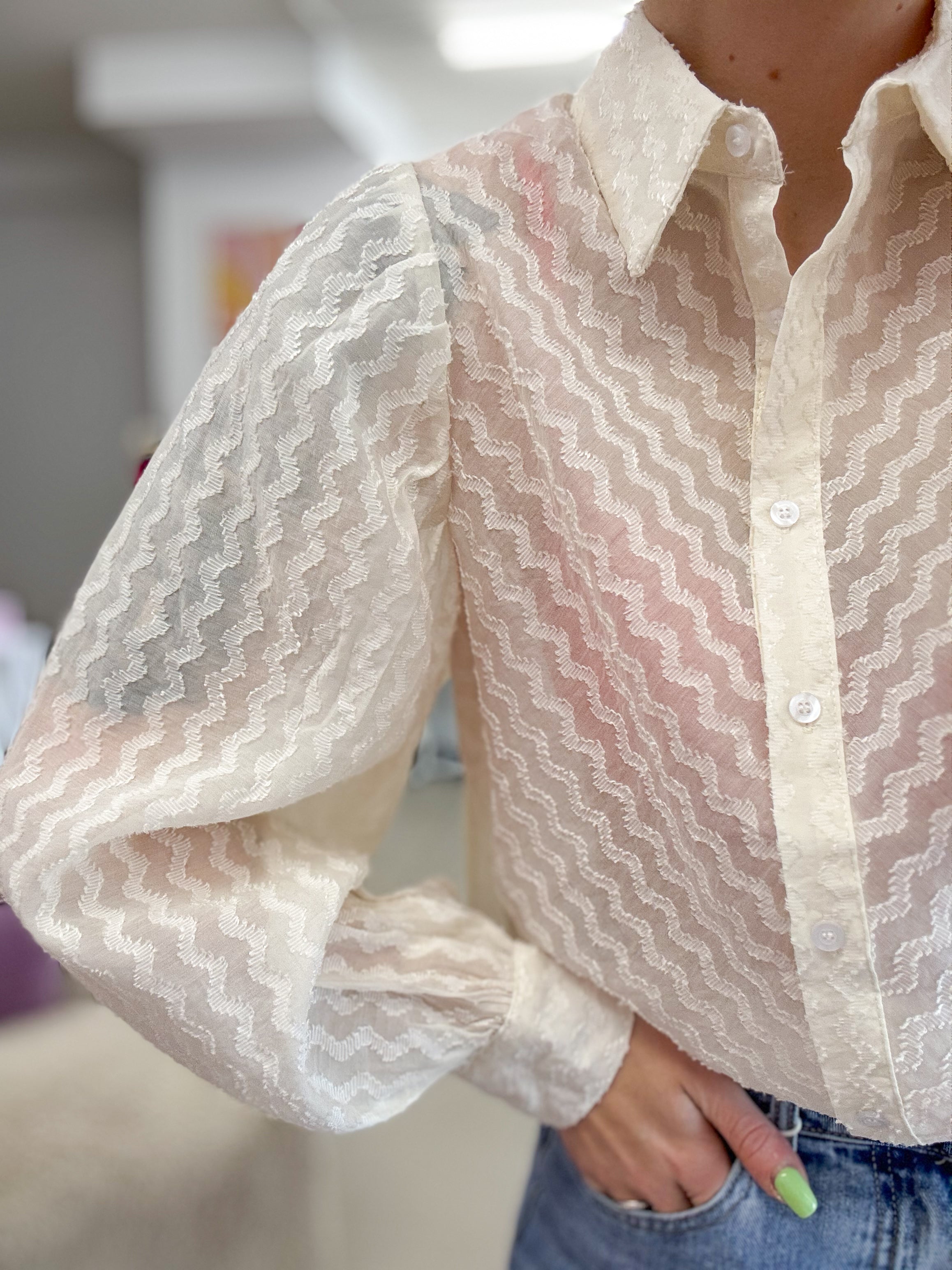 Beige detail blouse