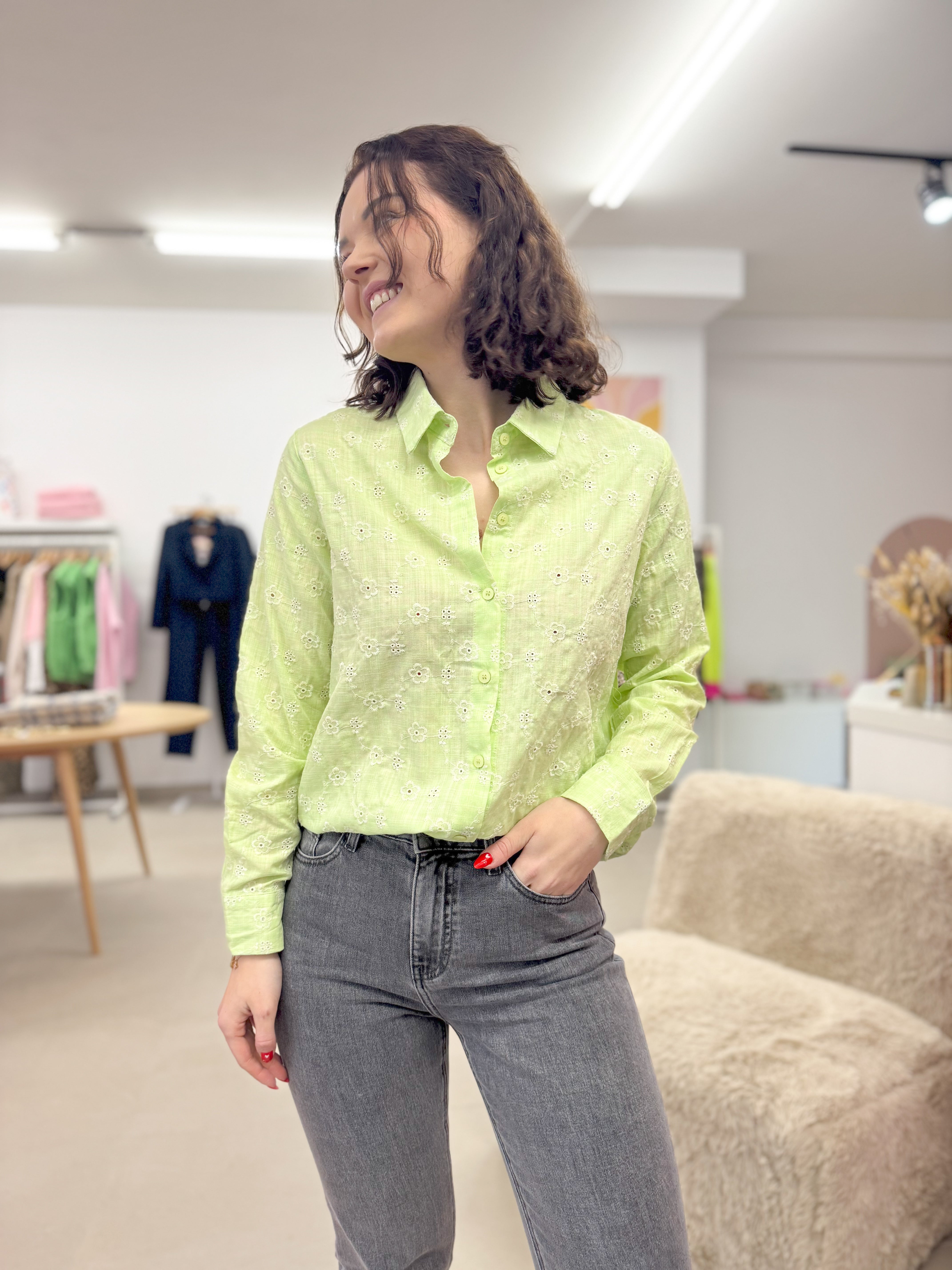 Broderie blouse - Vert