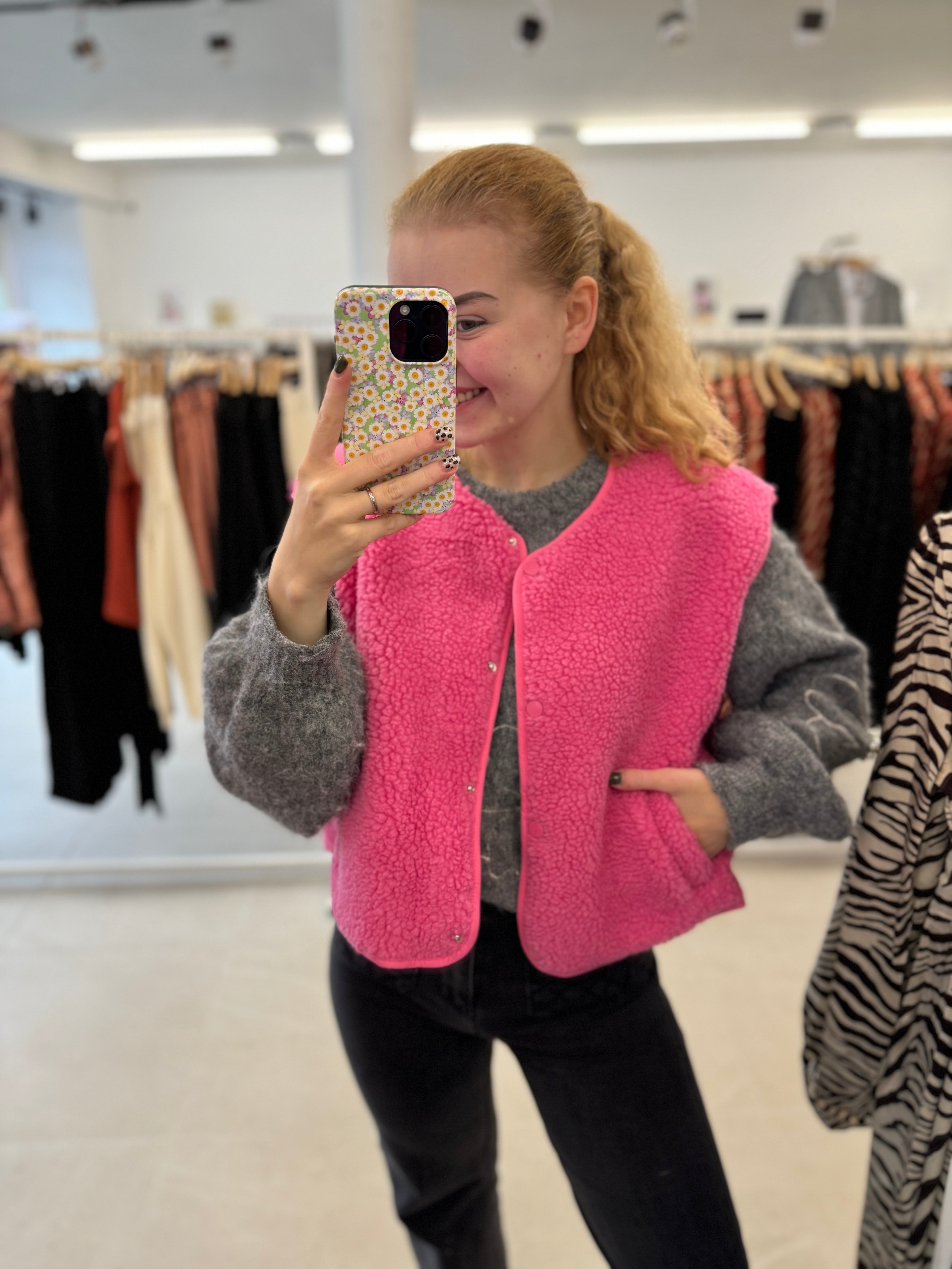 Teddy gilet - Hot Pink