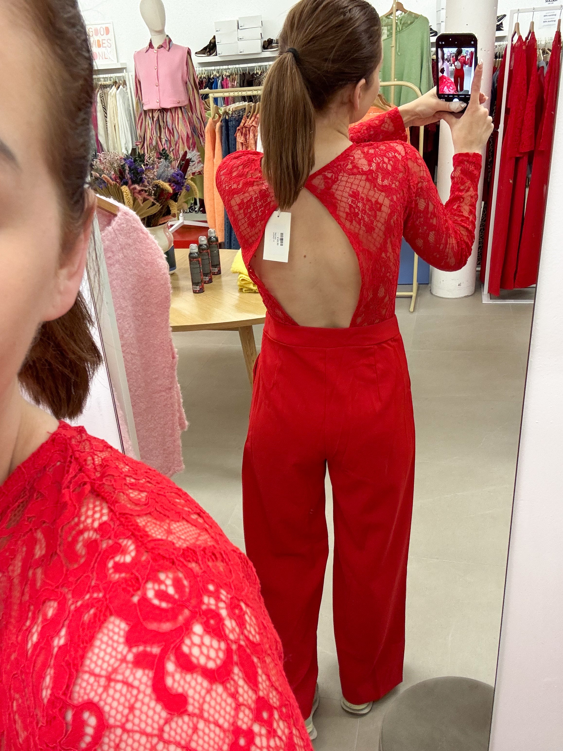 Red lace jumpsuit