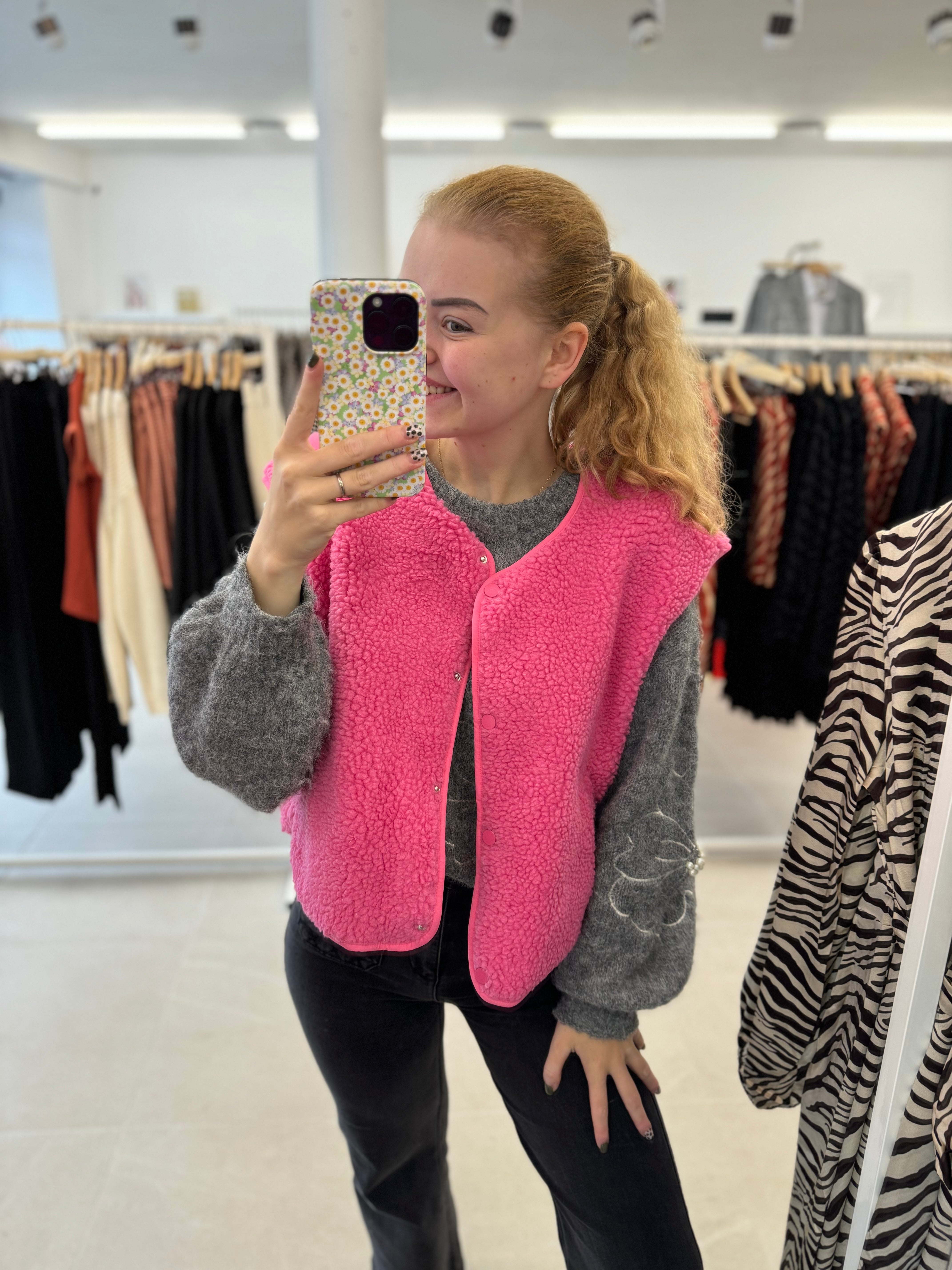 Teddy gilet - Hot Pink