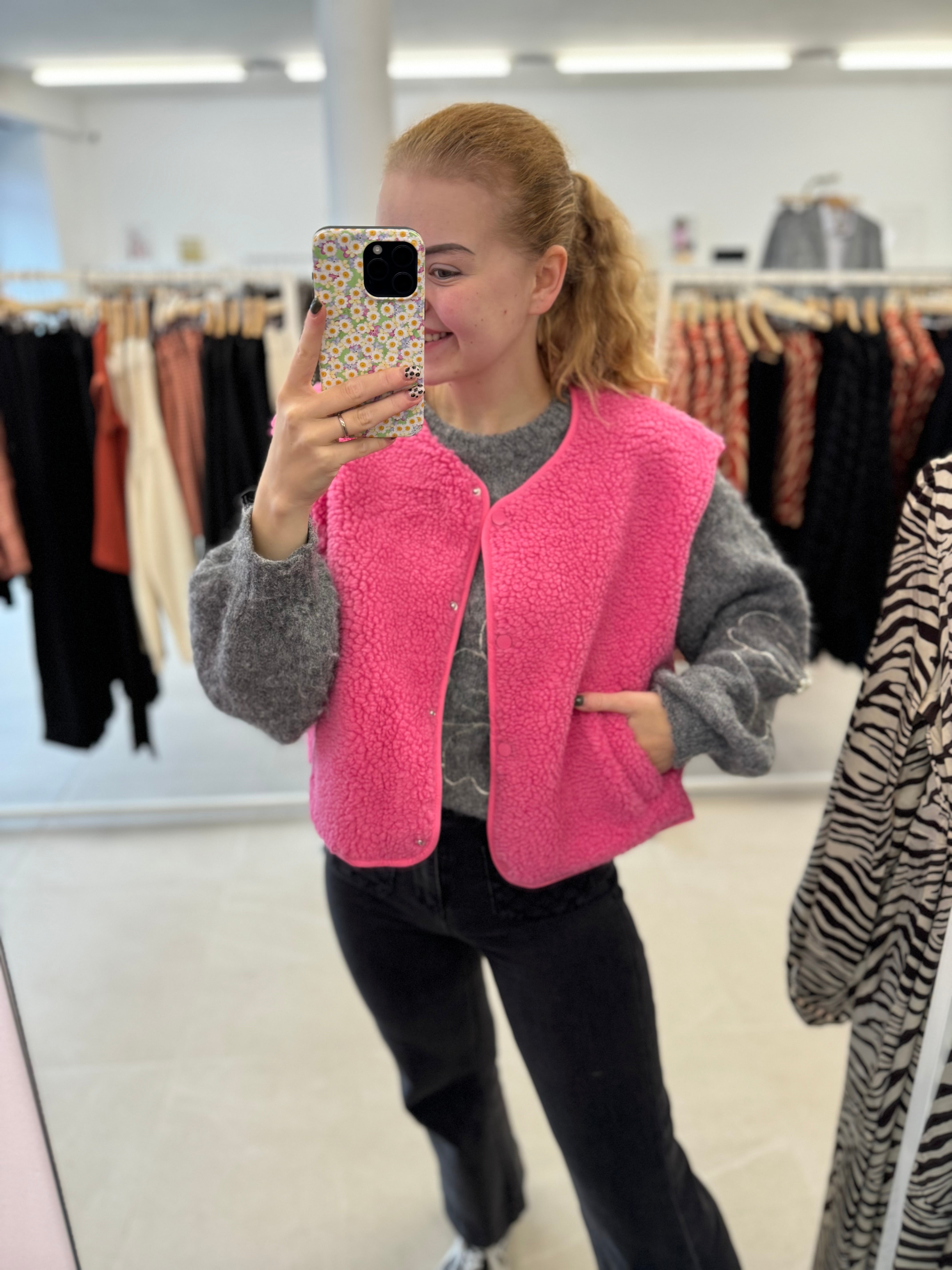 Teddy gilet - Hot Pink