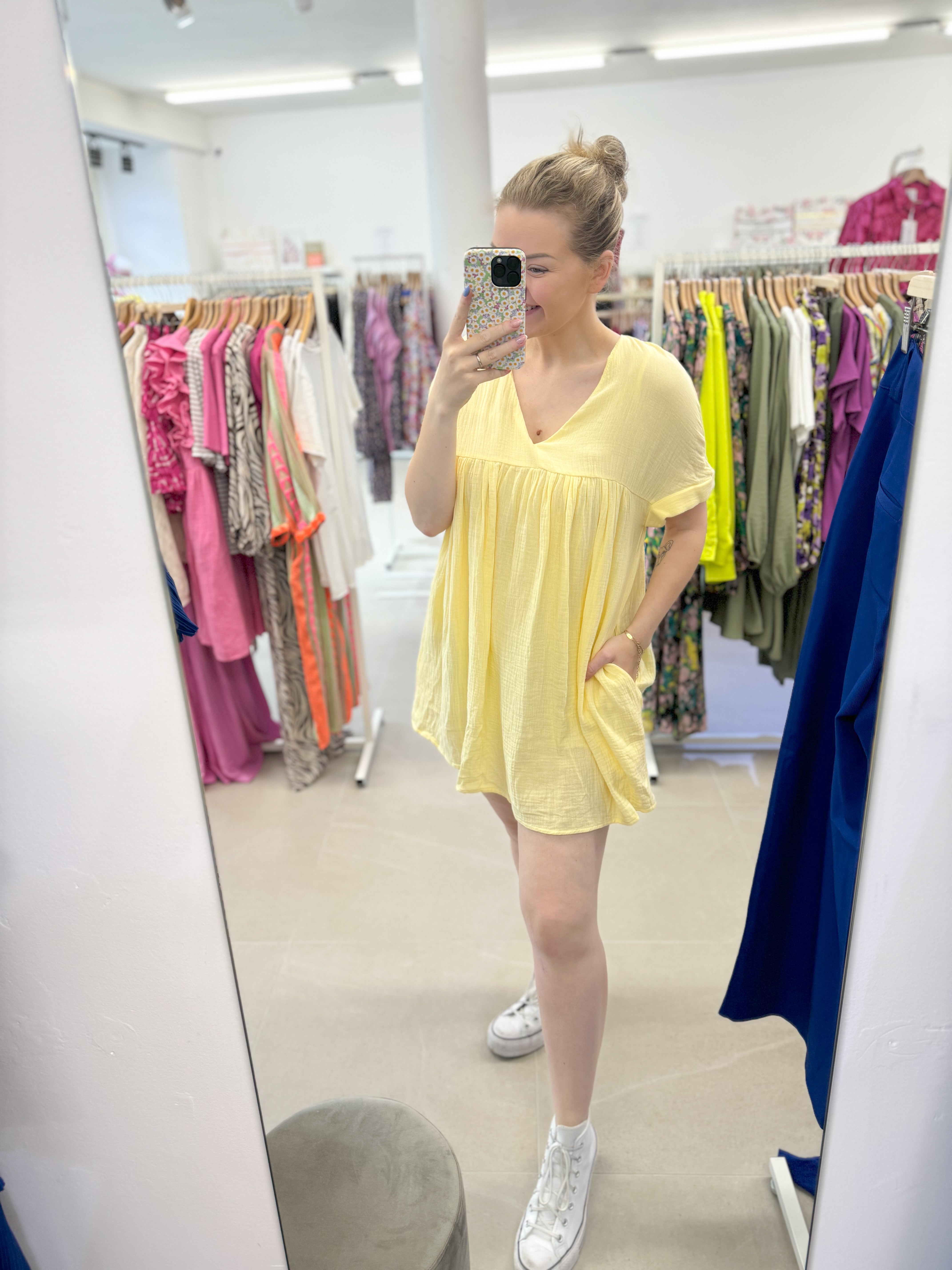 Yellow babydoll tetra dress