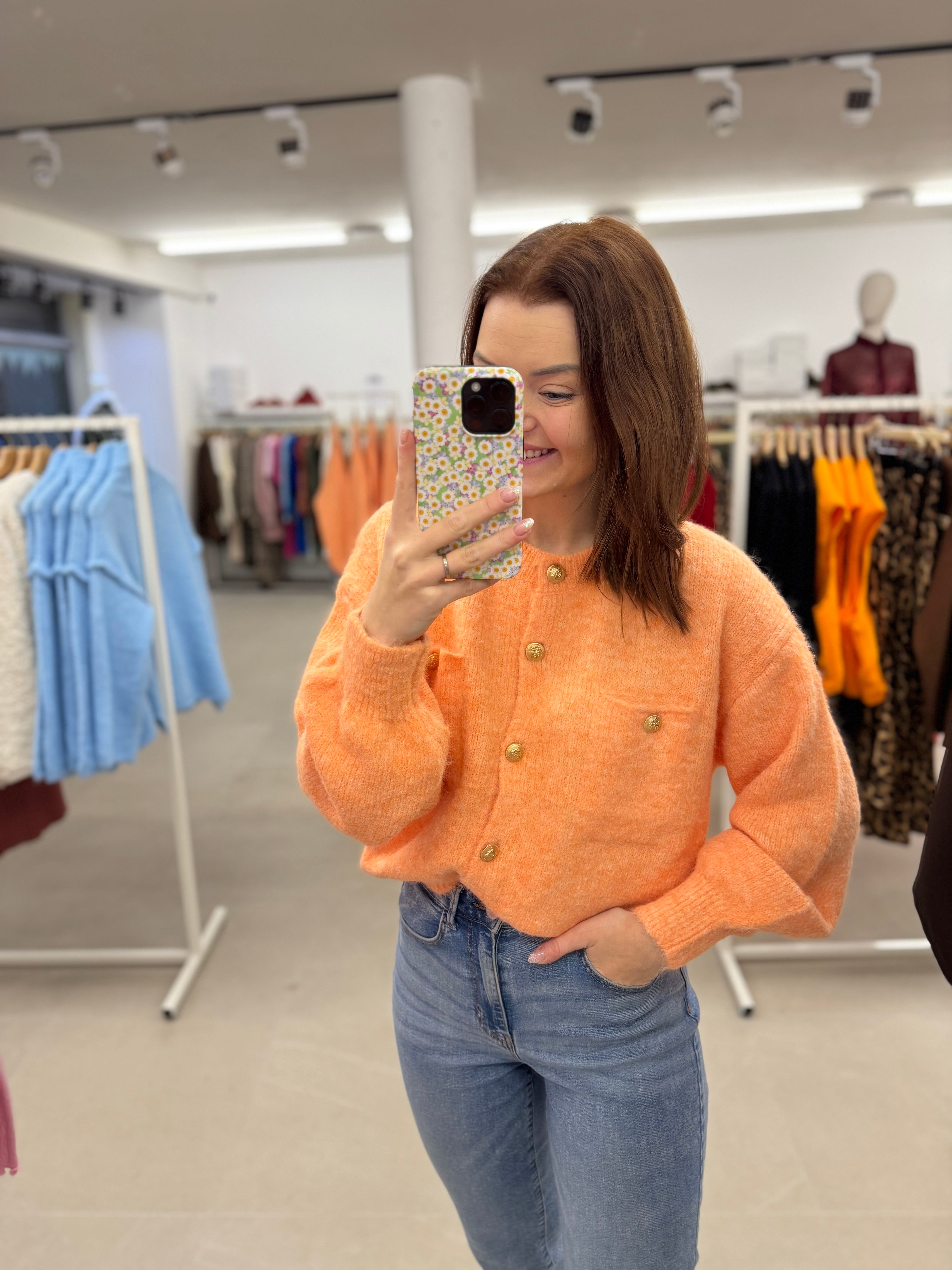 Orange button knit