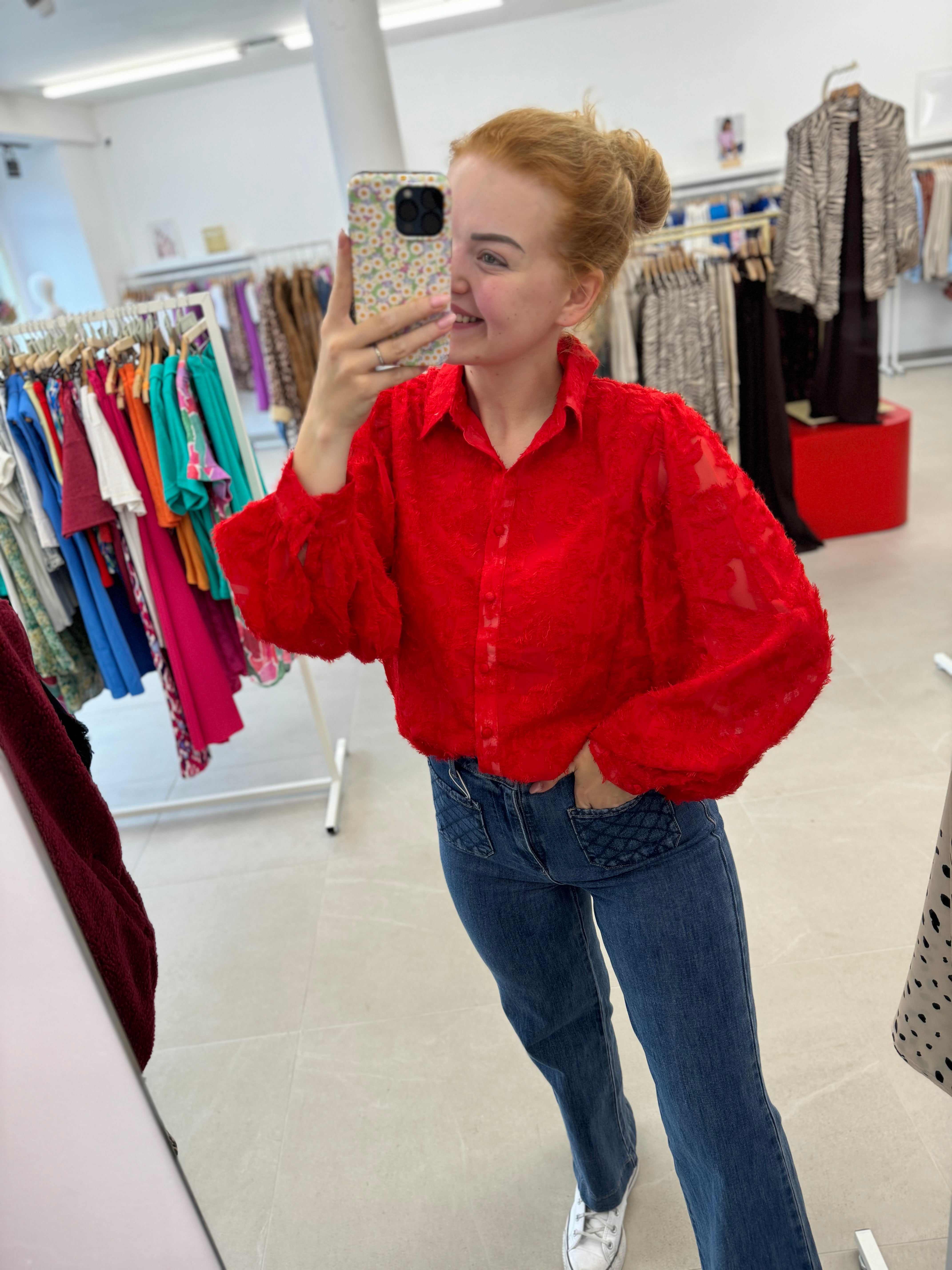 Ruffle blouse - Rouge