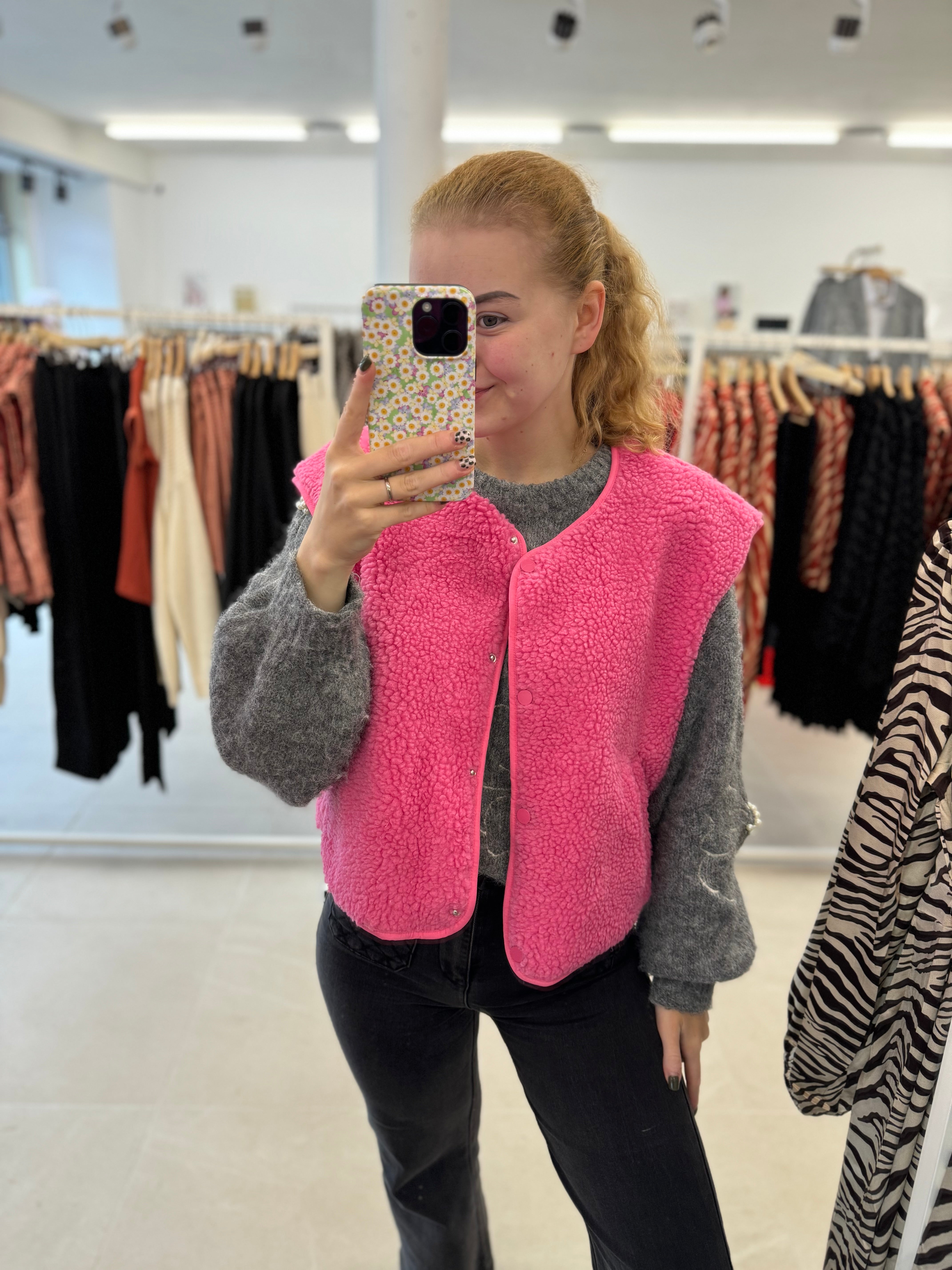 Teddy gilet - Hot Pink