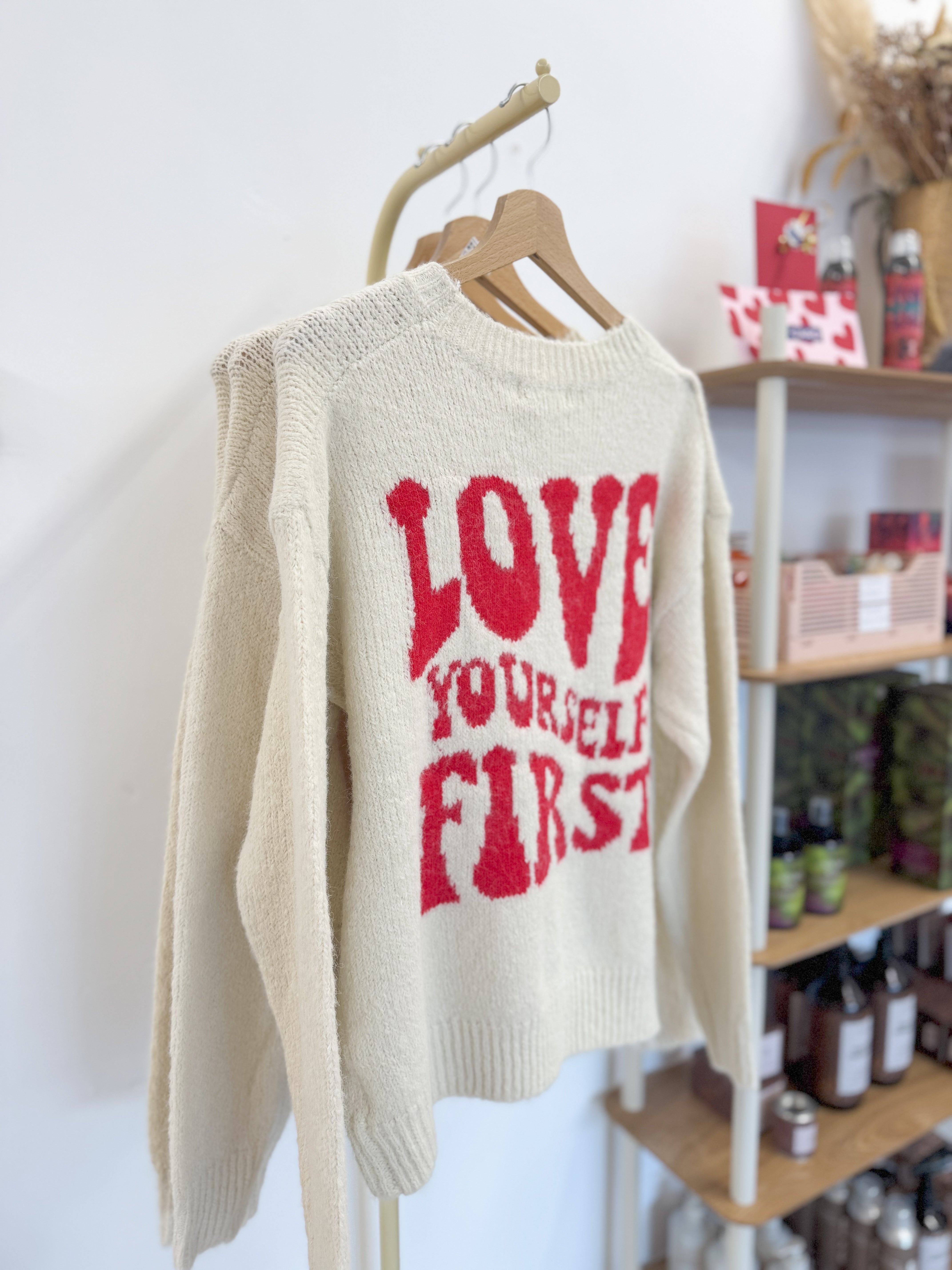 Love yourself knit - Red