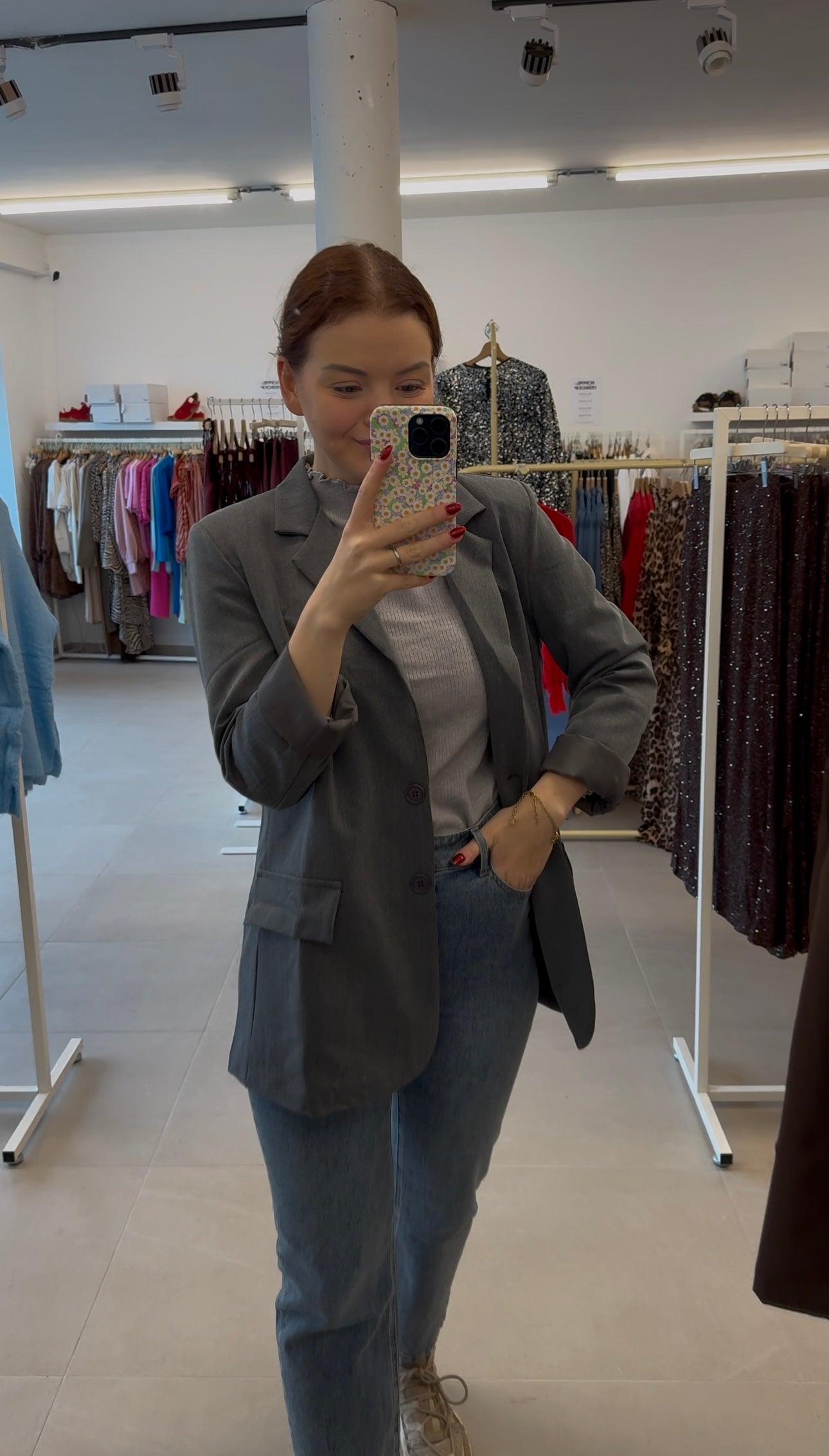 Open back blazer - Grey