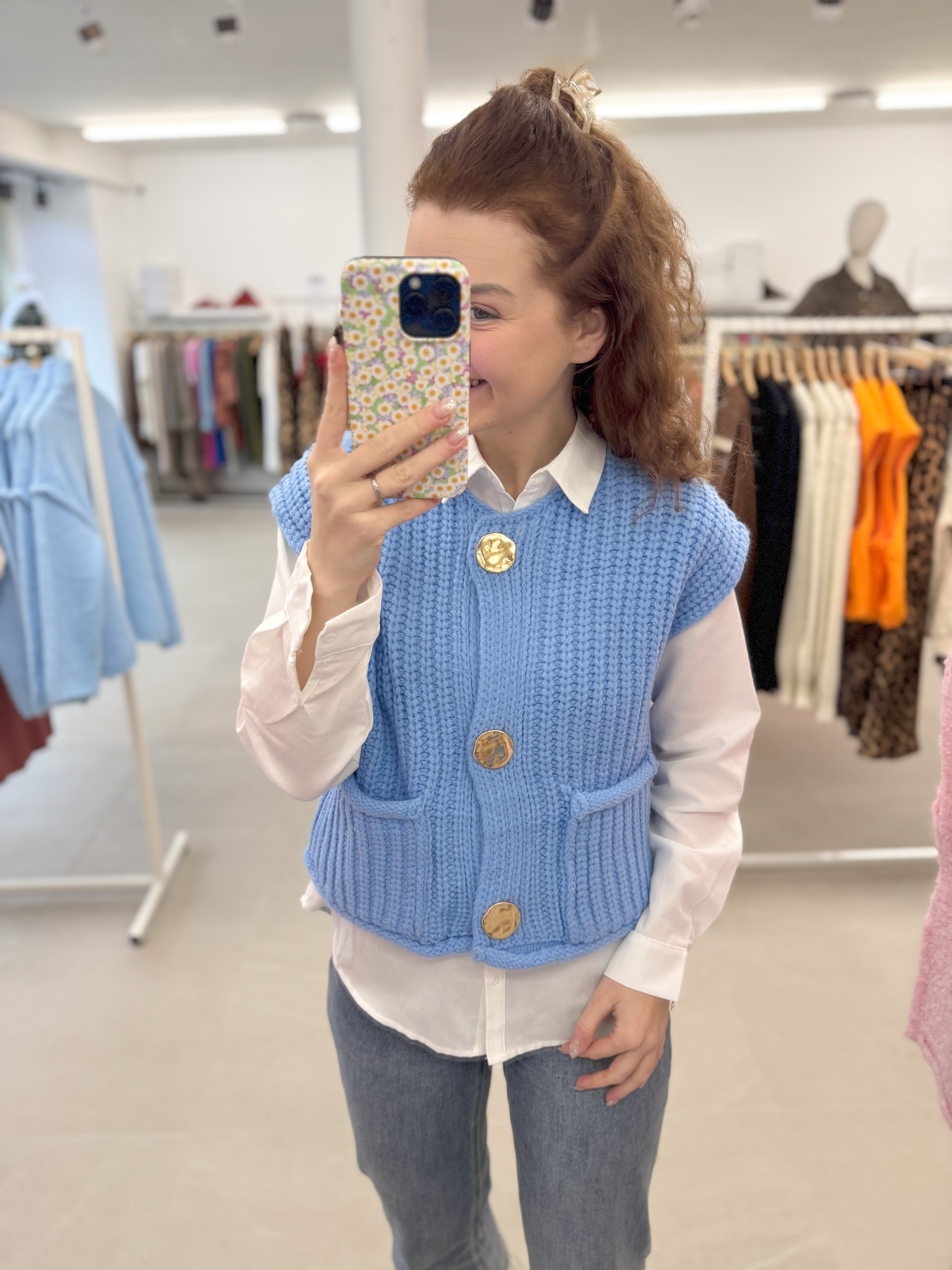 Knitted vest - Blue