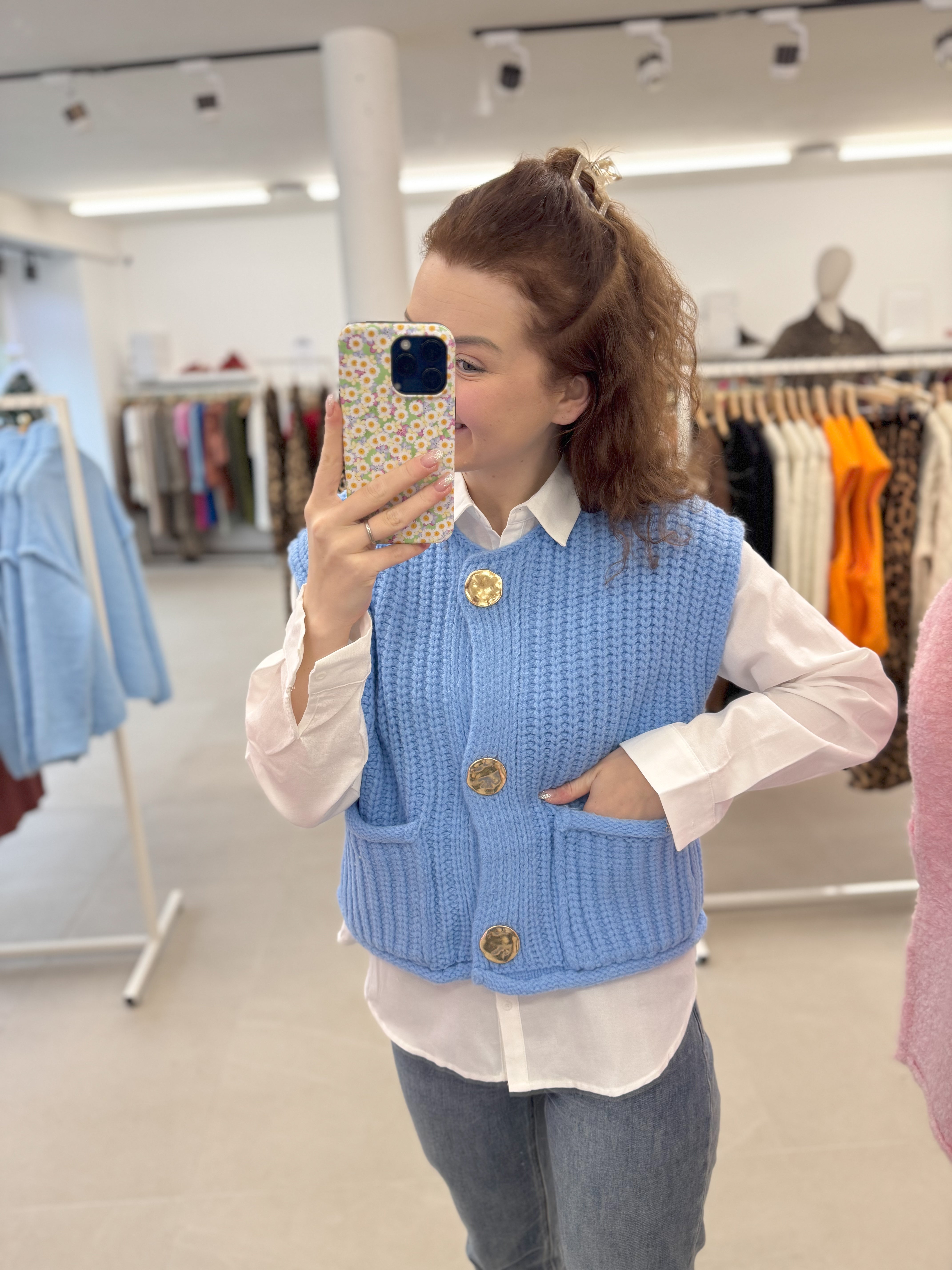 Knitted vest - Blue