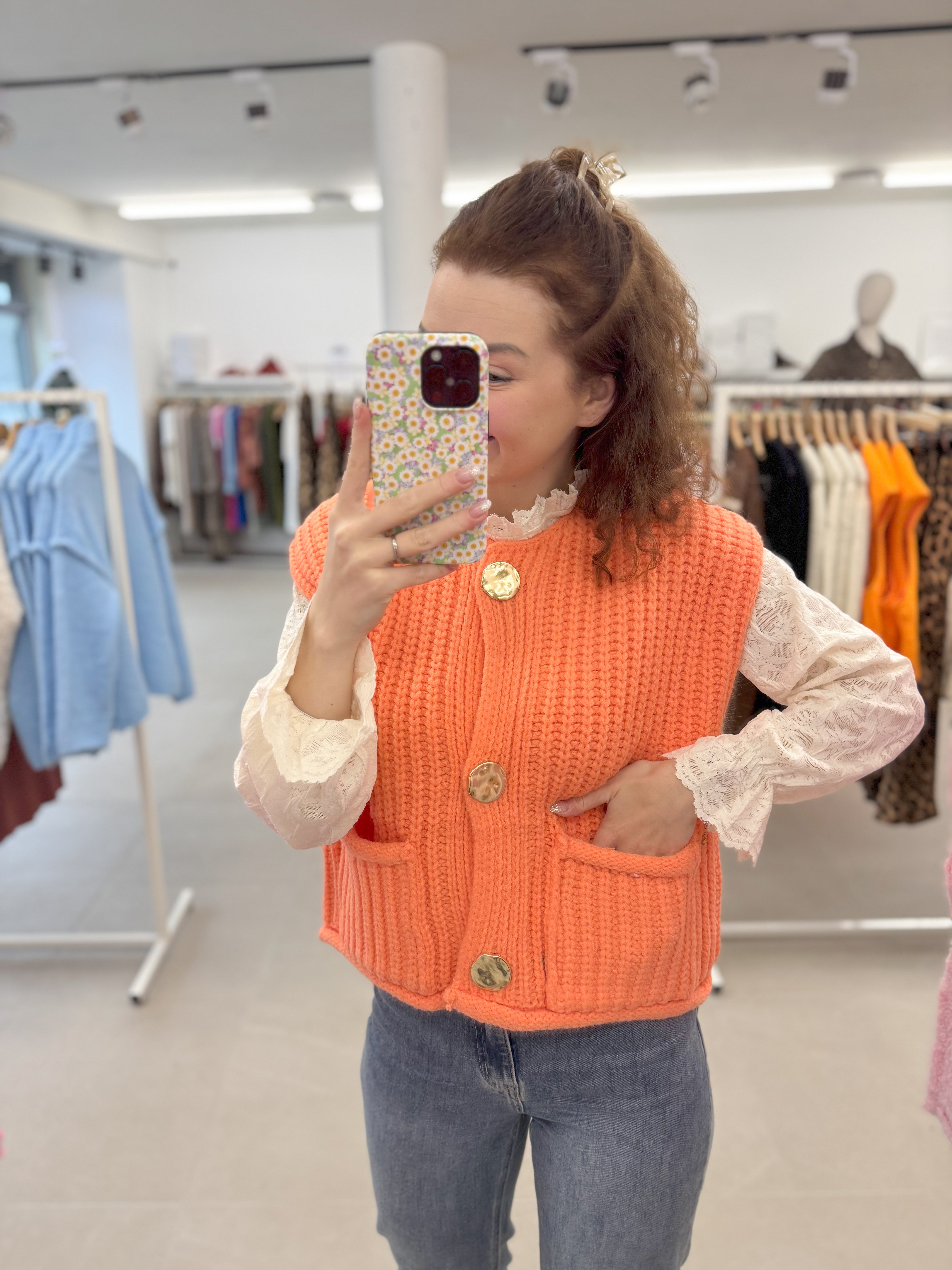 Knitted vest - Orange