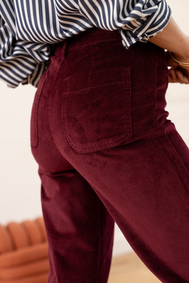 Wide velvet trouser - Bordeaux