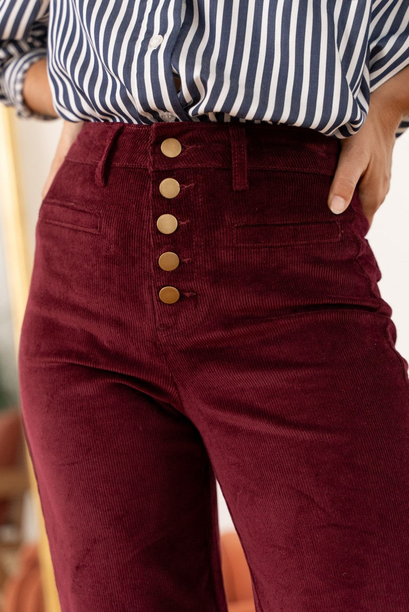 Wide velvet trouser - Bordeaux